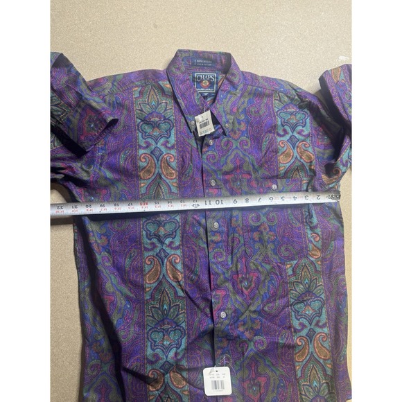RARE VINTAGE POLO RALPH LAUREN CHAPS AOP BUTTON DOWN SHIRT purple M NWT - Picture 6 of 8